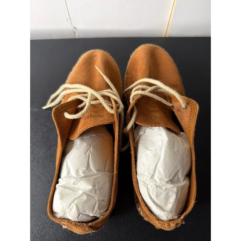 Pompeii Higby Jute Brown Suede Espadrille Shoes Womens EU 38 Made in Spain